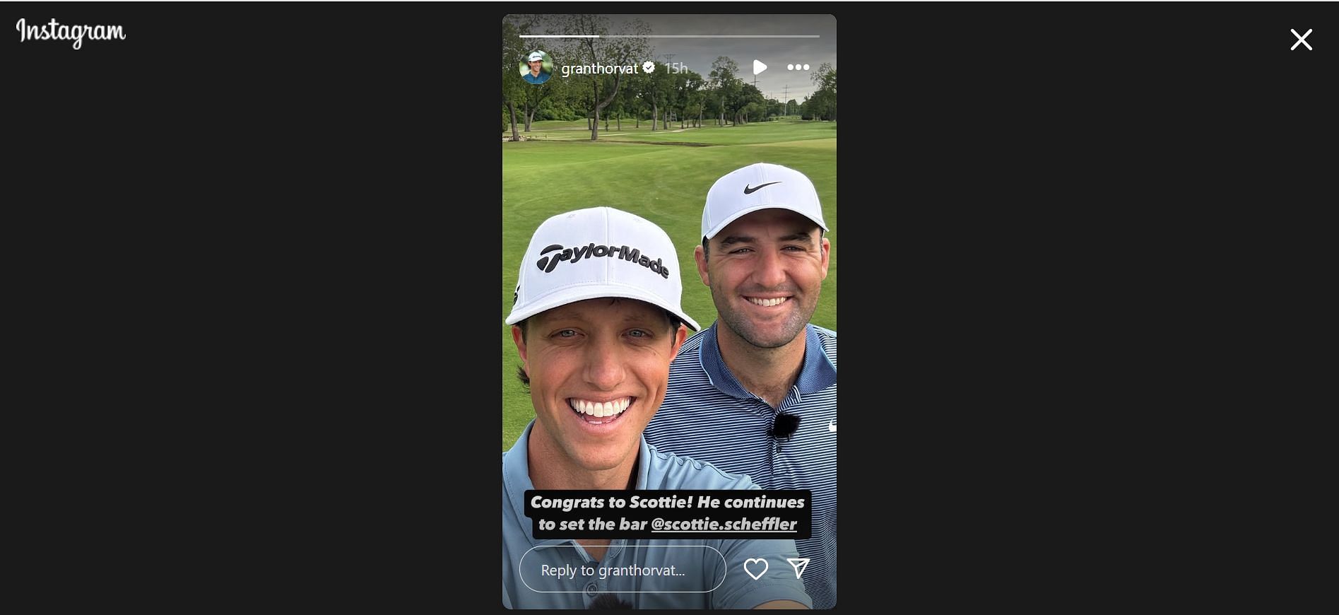 Grant Horvat appreciates Scottie Scheffler (Image Credit: IG @granthorvat)